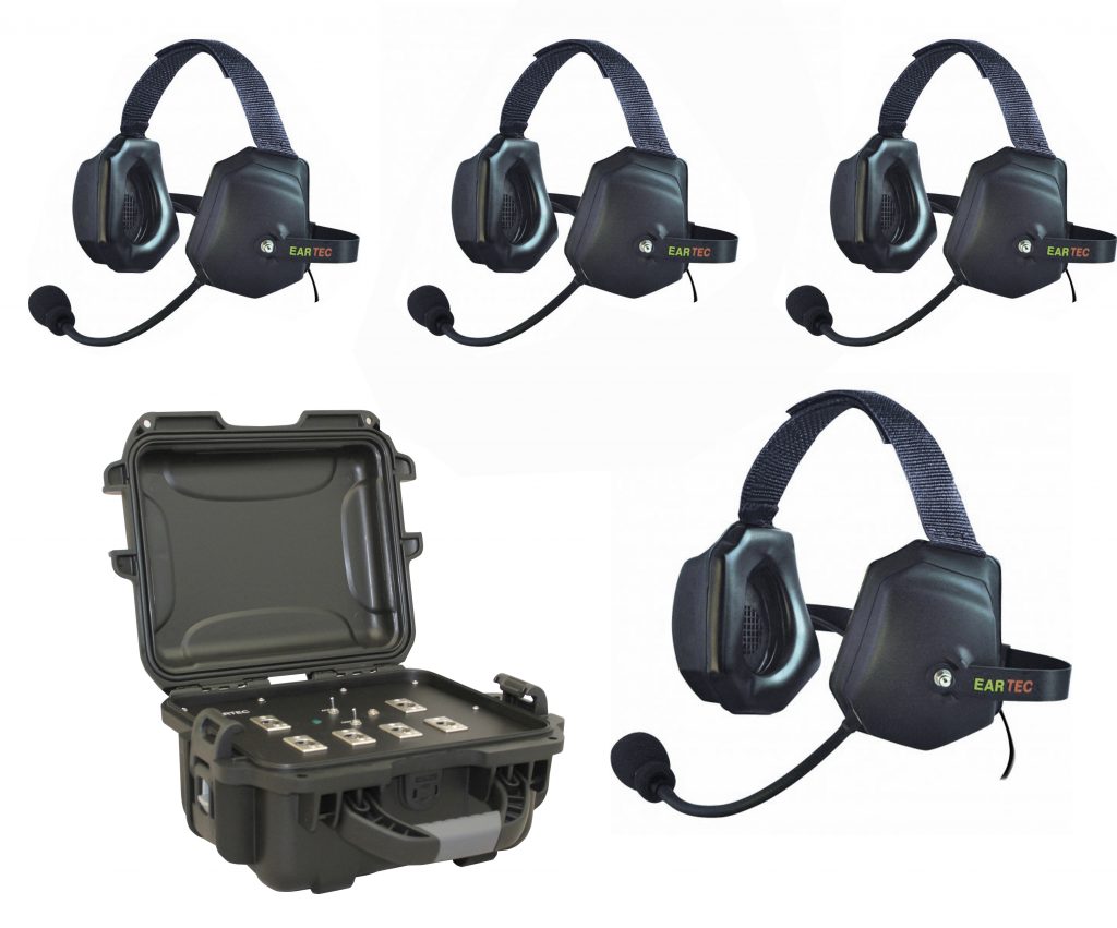 TCS wired intercom box with four xtreme headsets.