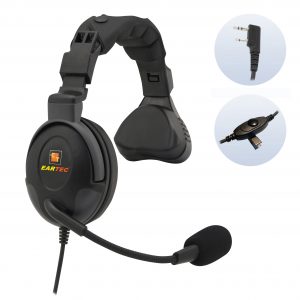 ProLine single ear headset, 2 pin molded plug, inline push to talk.