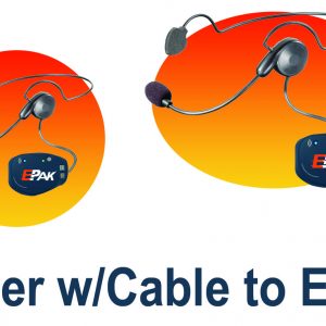 Two EPak beltpacks, two cyber headsets, cyber with cable to EPak.